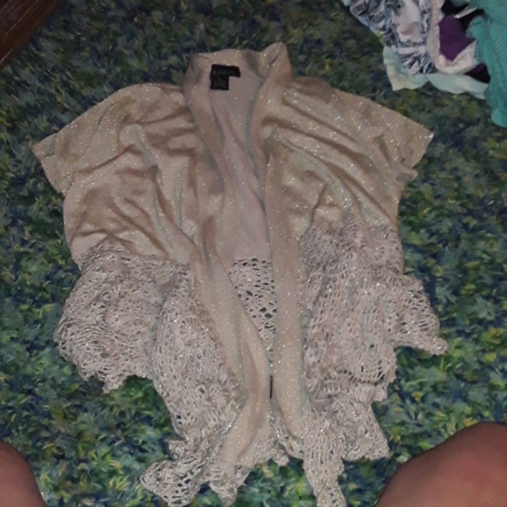 Adorable gold colors crochet cardigan jacket